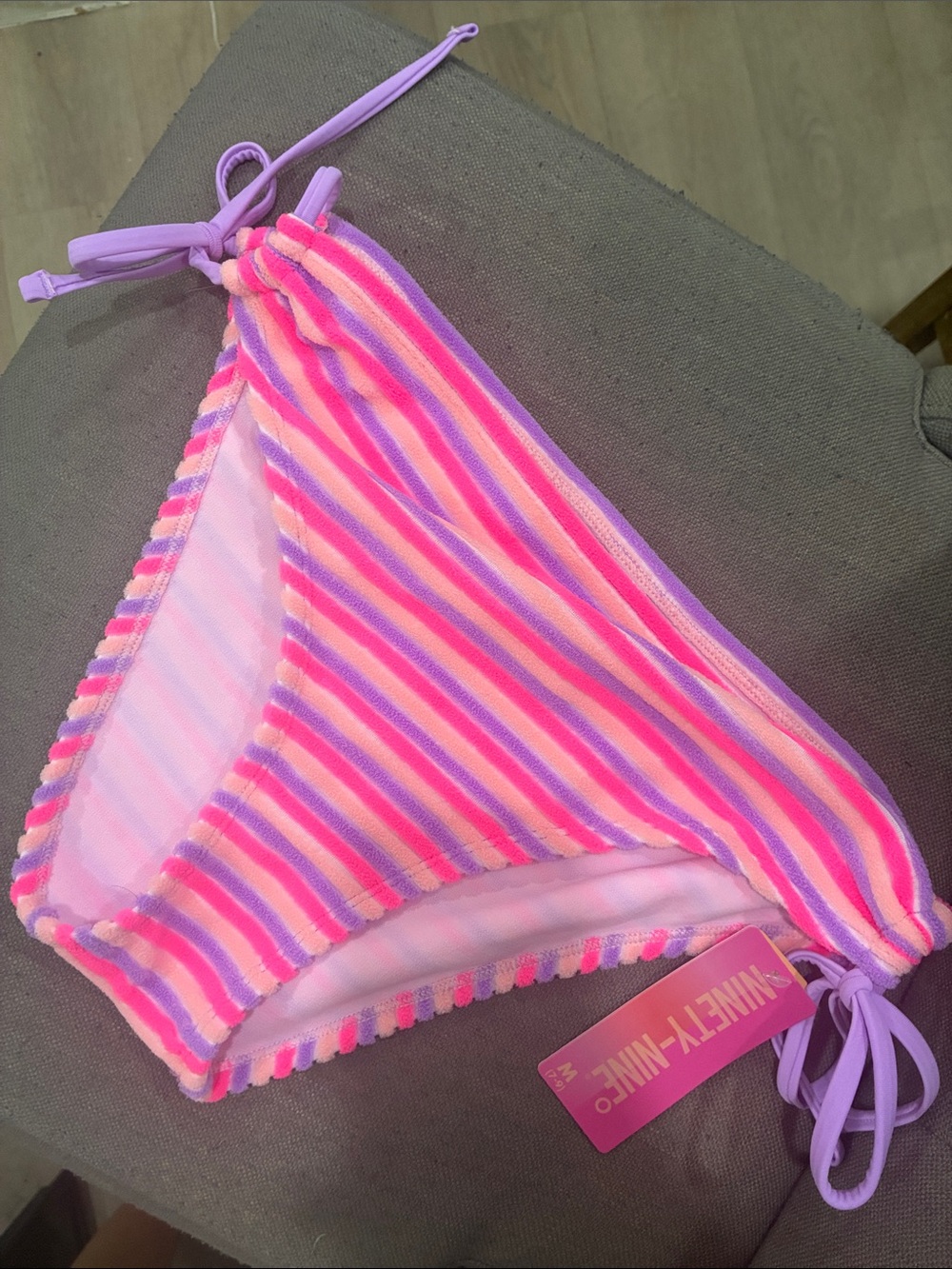 Ninety-Nine Striped Pink and Purple Tie-Side Bikini Bottom